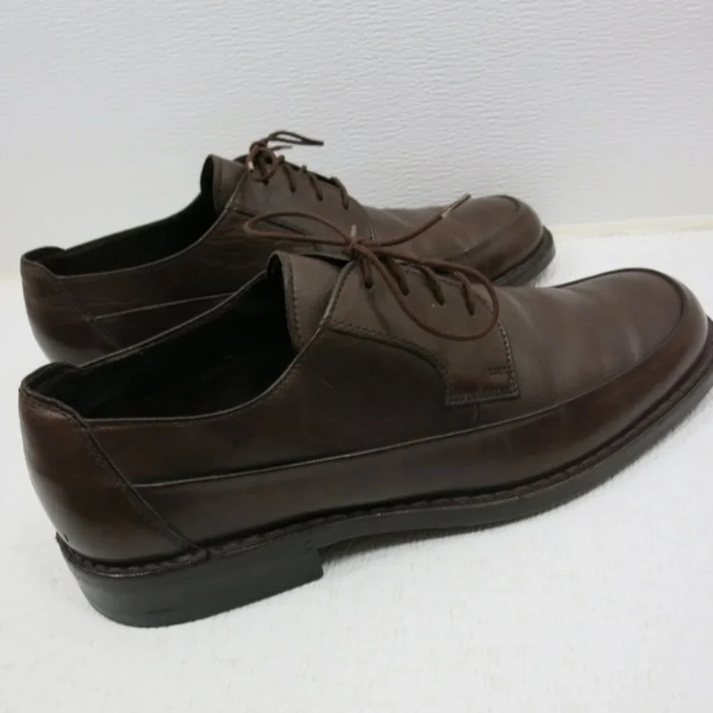G. M. Endless Brown Leather Dress Men's Footwear Oxford Dress Shoes Italy 9.5